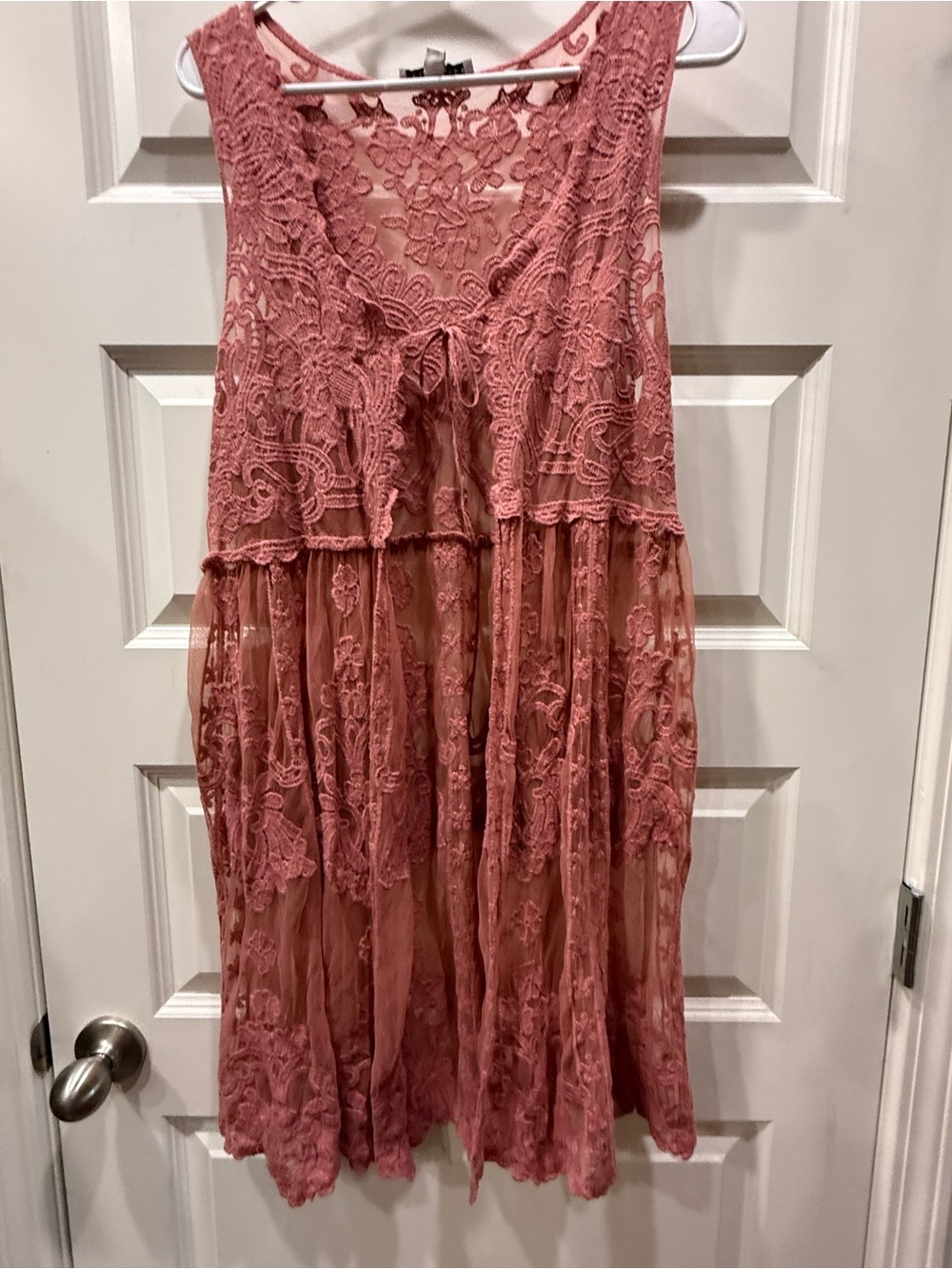 Haute Monde Boho Sheer Lace Duster Vest  Size Small